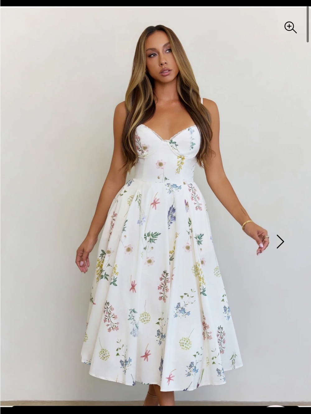 White floral midi dress